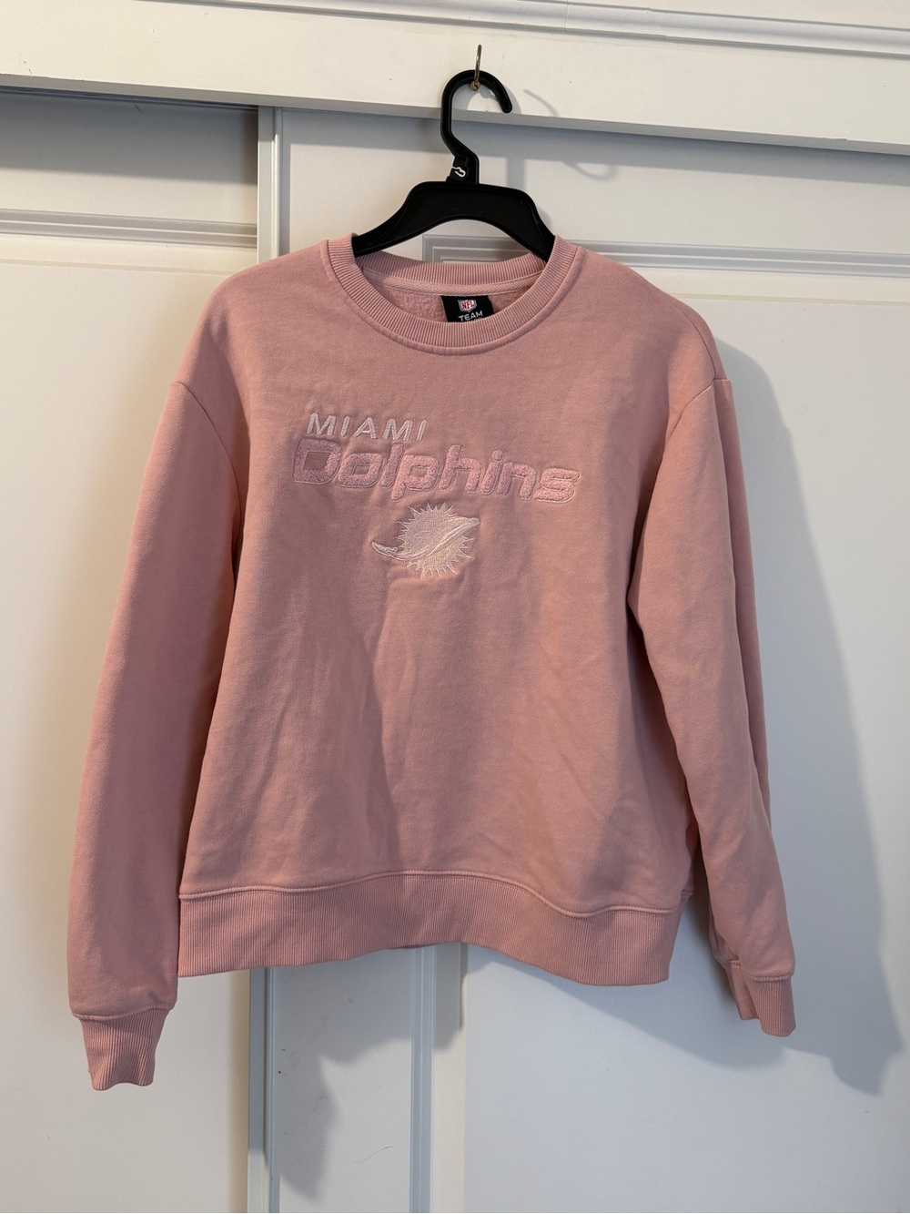 Miami Dolphins New Era NFL Team Apparel Pink Crewneck Sweatshirt